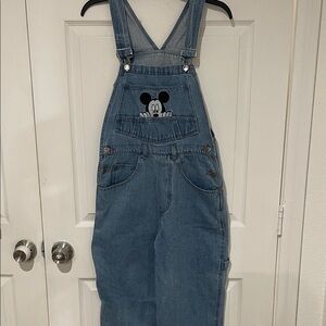 Blue Denim Women's Overalls with Character Design